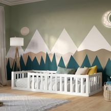 Bild für Crazy Pine Kinderbett 200x120 cm – Montessori Bodenbett mit Rausfallschutz 40cm