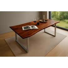 Bild für Esstisch Baumkante massiv Akazie nussbaum 200 x 100 silber QUINN 61854186