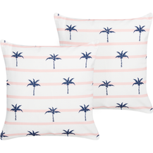 Bild für Gartenkissen 2er Set Streifenmuster MOLTEDO 45 x 45 cm Weiß