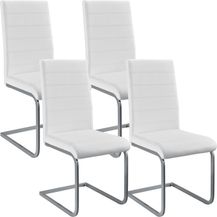 Bild für Juskys Freischwinger Schwingstuhl Vegas 4er Set – Esszimmerstuhl mit Metall-Gestell & Bezug aus Kunstleder – Moderner Küchenstuhl in Weiß