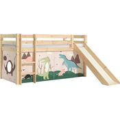 Vipack 'Pino' Halbhochbett 90x200 cm, natur, Kiefer massiv, mit Rutsche und Textilset 'Dino'