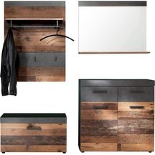 Bild für Garderobenset Indy 4-teilig in Used Wood Shabby und Matera grau 185 cm