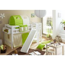 Bild für Hochbett mit Rutsche "Tino" 90x200 Buche massiv weiß