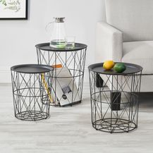 Bild für Couchtisch Worcester 3er Set Metallkorb Schwarz en. casa