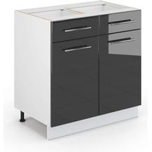 Bild für Küchenunterschrank Fame-Line Anthrazit Hochglanz 80 cm mit Schubladen