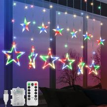 Bild für Jsdoin Lichterkette Sterne, 138 LEDs 2.5m Weihnachtslichterkette, Lichterkette Innen/Außen, Wasserdicht Weihnachtsbeleuchtung mit 12 Sterne und 8 Modi, Weihnachtsdeko Für Fenster, Balkon (A