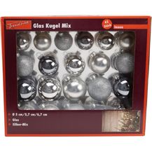 Bild für TrendLine Glaskugeln silber Mix 42 Stück Weihnachtskugeln Christbaumkugeln Xmas