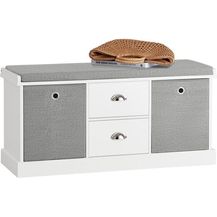 Bild für Schuhbank mit Sitzfläche und 2 Schubladen Holz Weiß FSR66-HG