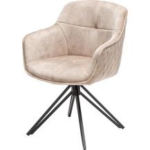 Bild für invicta INTERIOR Drehbarer Design Stuhl Euphoria Greige Samt im Retrostil mit Ziersteppung Esszimmerstuhl