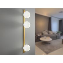 Bild für Große LED Wandleuchte 3-flammig Gold mit Glaskugeln Opalweiß