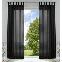 Bild für 2er-Pack Gardinen Transparent Vorhang Set Wohnzimmer Voile Schlaufenschal mit Bleibandabschluß HxB 245x140 cm Schwarz