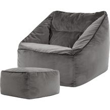 Bild für Icon Riesen Sitzsack Sessel „Natalia“, Plüsch XXL Sitzsack Erwachsene mit Füllung für das Wohnzimmer, Riesensitzsack Sofa XXL (Grün, Sitzsack + Hocker)