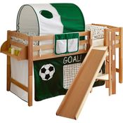 Hochbett mit Rutsche "Tino" 90x200 Buche massiv Natur