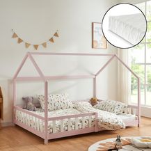 Bild für Hausbett Hesel mit Matratze und Rausfallschutz 120x200cm Rosa [en. casa]