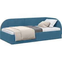 Bild für vidaXL Eckbettgestell Blau 100 cm x 200 cm Polyester und Sperrholz 42016655