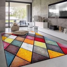 Bild für Paco Home Teppich Wohnzimmer Kinderzimmer Bunt Kurzflor Moderne 3D Optik Kariert Geometrische Muster