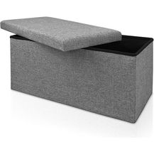 Bild für Casaria Sitztruhe mit Stauraum 80 x 40 x 40 cm Faltbar 100 L Gepolstert Deckel Stoff Wohnzimmer Schlafzimmer Sitzhocker Sitzbank Aufbewahrungsbox Grau