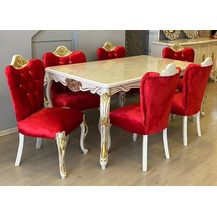 Bild für Casa Padrino Luxus Barock Esszimmer Set Rot / Weiß / Gold