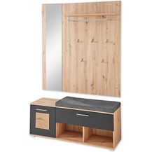 Bild für Garderobe Set Paneel Bank und Spiegel FUN Artisan Eiche / schwarz ca. 126 x 193 x 38 cm