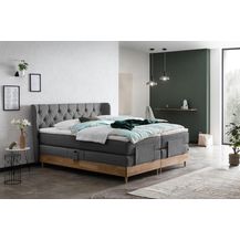 Bild für Belanoti EON Boxspringbett 160x200 elektrisch verstellbar 7-Zonen Taschenfederkern Matratze inkl Visco Topper Bett 160x200 mit Motor in der Farbe Anthrazit H2/H3 Polsterbett Motorbett Massivholz Eiche