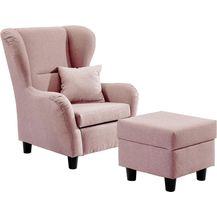 Bild für Ohrensessel mit Hocker in Rosa im Landhaus-Stil 