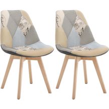 Bild für 2er-Set Esszimmerstühle Holz & Leinen Lisa grau-khaki