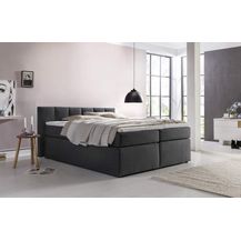Bild für Furniture for Friends Doluna Valina Boxspringbett 180x200 cm H3 in Anthrazit niedriges Kopfteil 90 cm Ideal für Dachschrägen inkl. Visco Topper + 7 Zonen Taschenfederkern-Matratze