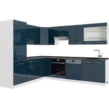 Bild für Eckküche Fame-Line Dunkelblau Hochglanz/Weiß 287 x 60 cm 