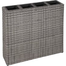 Bild für vidaXL Garten-Hochbeet mit 4 Töpfen Poly Rattan Grau 45426