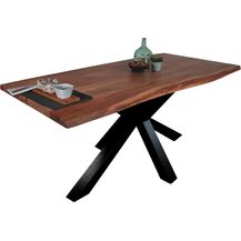 Bild für Esstisch Baumkante massiv Akazie Nussbaum 180 x 90 Spider-Gestell schwarz TIM 135768382