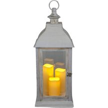 Bild für BURI Kugelleuchte Deko-Laterne weiß mit 3 LED-Kerzen Flackereffekt Weihnachtsdeko