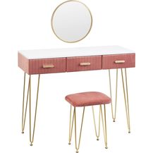 Bild für WOLTU MB6080rs Schminktisch mit Hocker Spiegel Frisiertisch mit Schubladen Große Tischplatte 100x40 cm