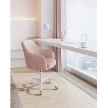 Bild für Songmics höhenverstellbarer Bürostuhl, bis 120 kg belastbar, Leinenimitat rosa, 64x64 x (83-93)
