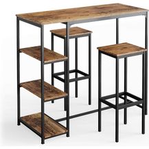 Bild für Bartisch-Set Fyrk Antikholz 120 x 50 cm mit Regalen und 2 Barhockern Vicco