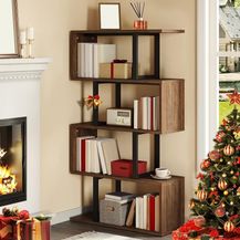 Bild für YITAHOME Bücherregal, Regal mit 5 Ebenen, S-förmiges Modernes Freistehendes Multifunktionales Dekoratives Aufbewahrungsregal, Standregal für Schlafzimmer, Wohnzimmer Büro, schwarz (braun)