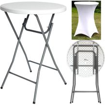 Bild für Stehtisch mit Husse Partytisch klappbar Ø 80 cm Höhe 110 cm in Weiß mit pflegeleichter Husse in Weiß