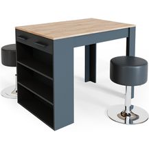 Bild für Esstisch-Set Repose Anthrazit/Goldkraft Eiche 67 x 100 cm mit 2 Hockern Vicco