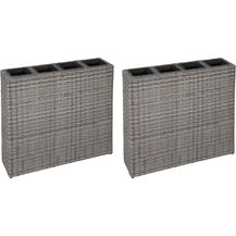 Bild für vidaXL Garten-Hochbeet mit 4 Töpfen 2 Stk. Poly Rattan Grau 279080