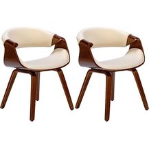 Bild für CLP 2er Set Esszimmerstuhl Foley mit Armlehne und Holzgestell,walnuss/creme Stoff