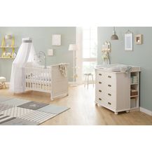 Bild für OTTO home Babyzimmer-Komplettset Aimo, luxoriöser Landhausstil, Messinggriffe, (Spar-Set, 3-tlg, Kinderbett, Wickelkommode, Unterbauregal, 5 Schubladen)