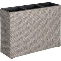 Bild für Hochbeet Polyrattan Blumenkübel Pflanzkübel Rattan Blumentopf Set Grau-Mix