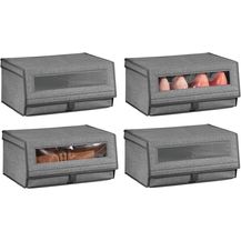 Bild für 4er-Set Schuhaufbewahrung aus Stoff mDesign stapelbare Schuhbox dunkelgrau