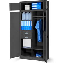 Bild für Mehrzweckschrank C117 Aktenschrank Büroschrank Metallschrank Spind Geheimfach Schubladen Stahlblech abschließbar 185 x 90 x 50 cm (H x B x T)