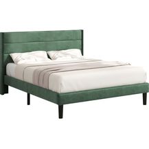 Bild für Merax Polsterbett Doppelbett 140x200 aus Samt & Holz & Metall mit Lattenrost & Kopfteil für Schlafzimmer Grün