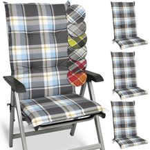 Bild für Beautissu 4er Set Hochlehner Auflage Sunny 100 x 50 x 6 cm Blau