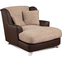 Bild für Cavadore XXL-Sessel Assado / Zweifarbiger Polstersessel mit Holzfüßen und großer Sitzfläche / Inkl. 2 Zierkissen / 109 x 104 x 145 / Materialmix Strukturstoff Hellbraun und Kunstleder Dunkelbraun