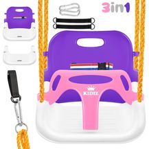 Bild für KIDIZ® Babyschaukel Kinderschaukel 3 in 1 Babysitz verstellbar Mitwachsend Schaukelsitz Gartenschaukel für Baby Kinder mit Rückenlehne und Anschnallgurt belastbar bis 100kg Indoor Outdoor Violett