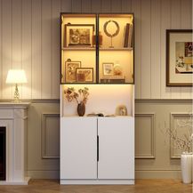 Bild für BlingBin Vitrine Glashängeschrank Bücherregal für Sammlerstücke (Schrank Schaukasten, 1-St, 80x30x200 cm)