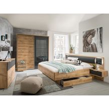 Bild für Bettanlage VALENCIA Eiche graphit Glas grey LED 180x200