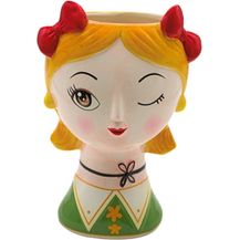 Bild für Dekohelden24 Dekovase Keramik Vase mit Gesicht und Schleife, Blumenvase,Übertopf, Pflanztopf (1 Vase, 1 St)